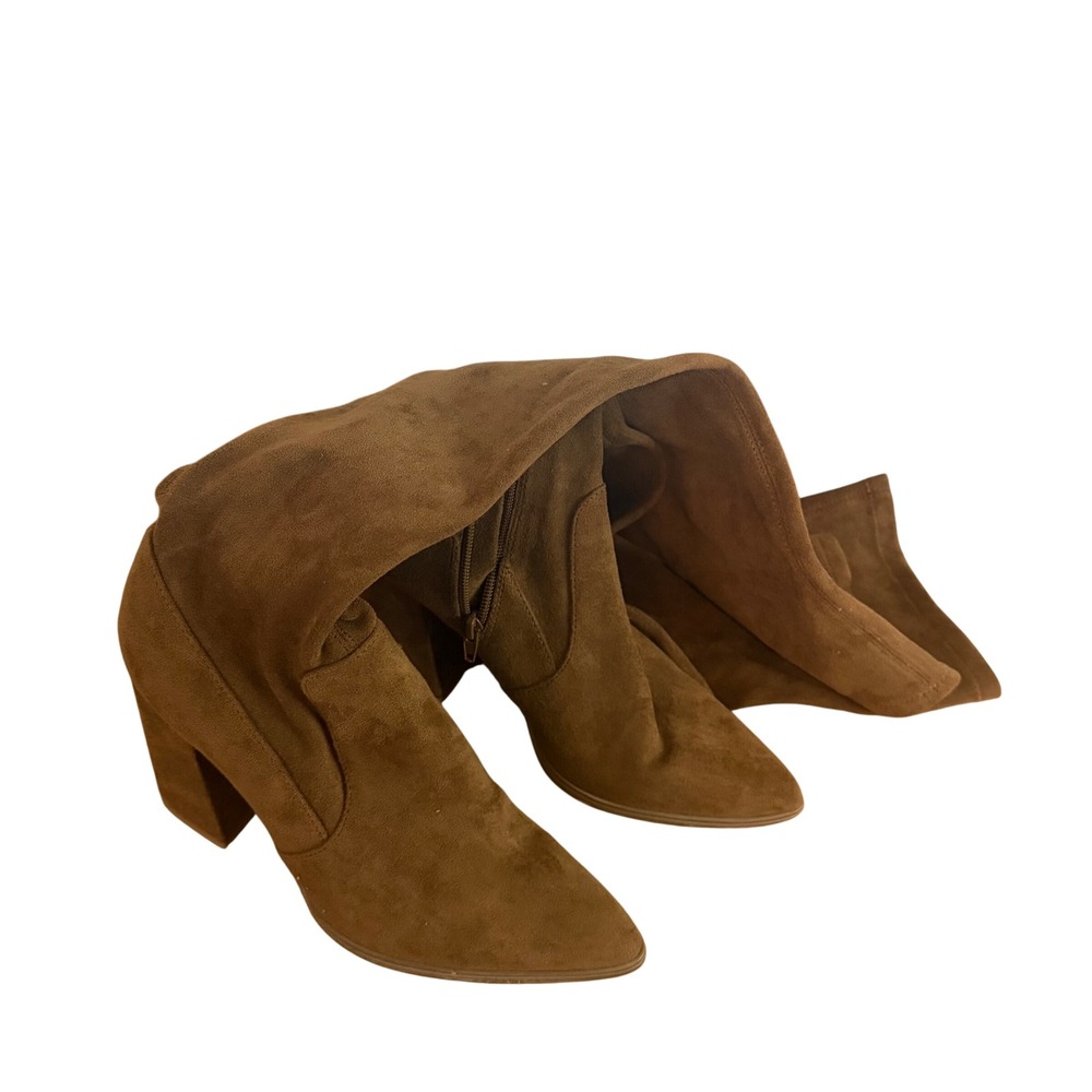 Steve Madden TAVA Over the Knee Boots Suede Brown Block Heel Women's Size 8M